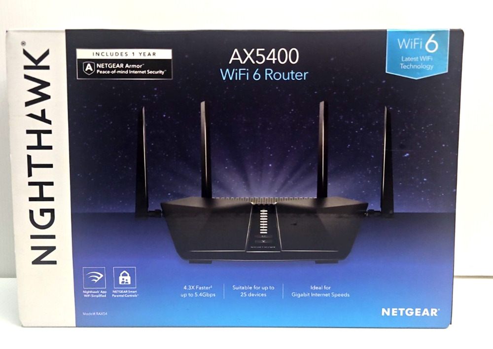 Netgear Nighthawk AX6 AX5400 Dual-Band Wi-Fi 6 Router RAX54S-100NAS